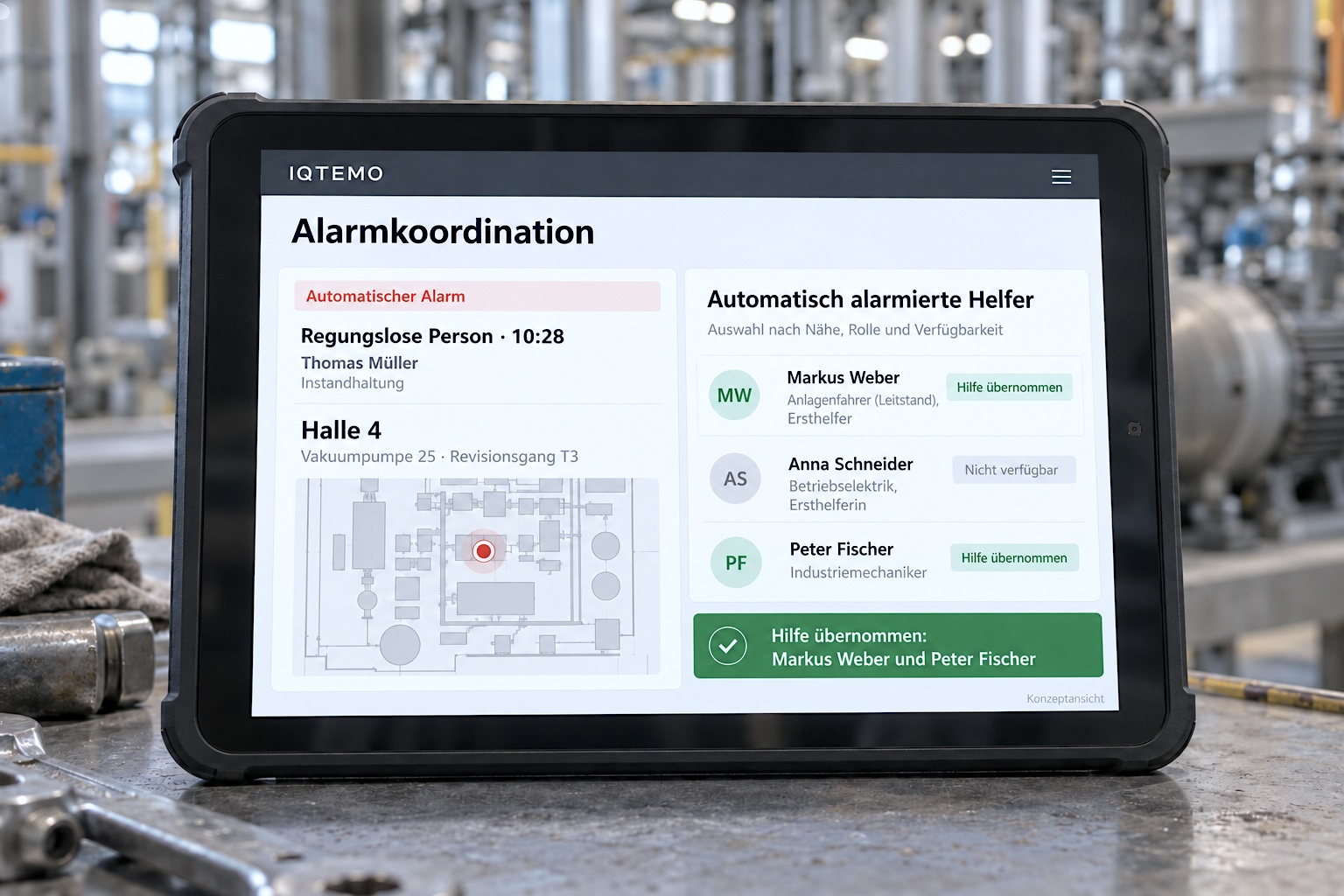 IQTEMO CRM-Plattform auf einem Tablet